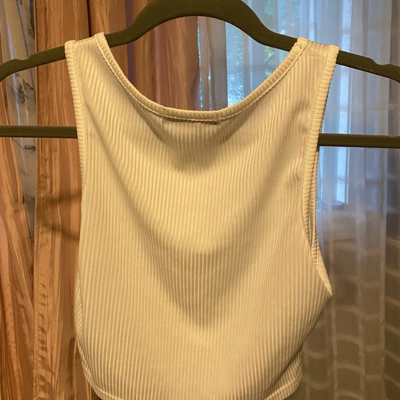 White high neck ribbed tank top - Picture 2 of 2